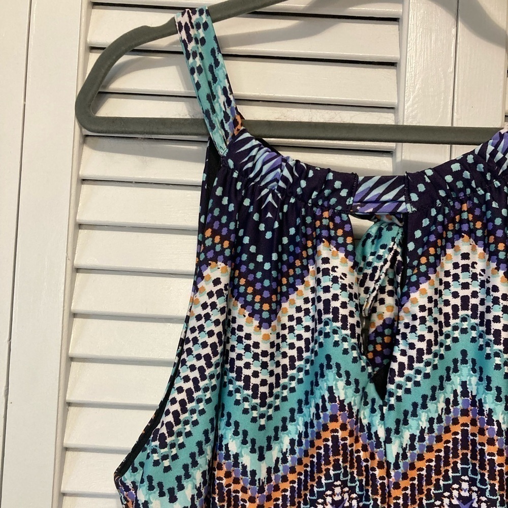 Emma & Michele Blue And Orange Sleeveless Maxi Dress Size Large - Picture 2 of 7